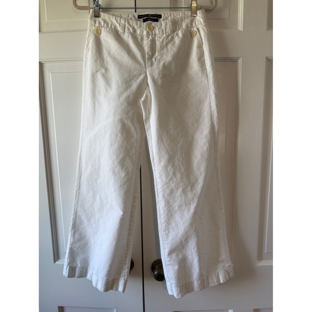 GAP Wide Leg Cotton Linen Pants White Juniors Size 1 Classic Minimalist